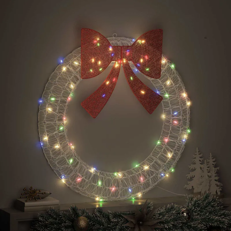 Vainikas su 80 LED Įvairiaspalvis 92 x 92 x 9,5 cm Akrilas