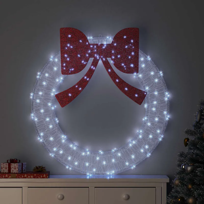 Vainikas su 150 LED Šalta balta 120 cm Akrilas