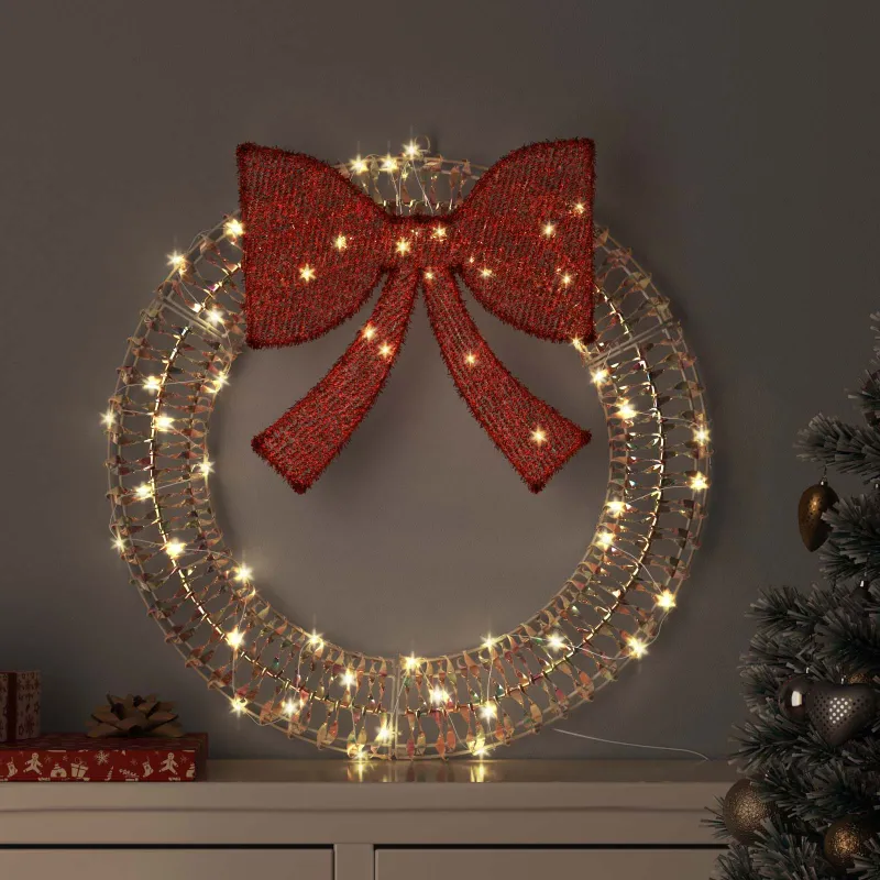 Vainikas su 60 LED Šilta balta 76 x 76 x 8 cm PET