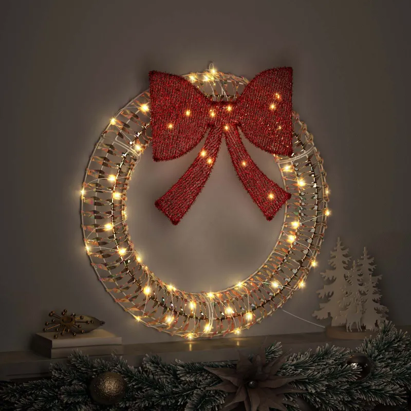 Vainikas su 60 LED Šilta balta 76 x 76 x 8 cm PET