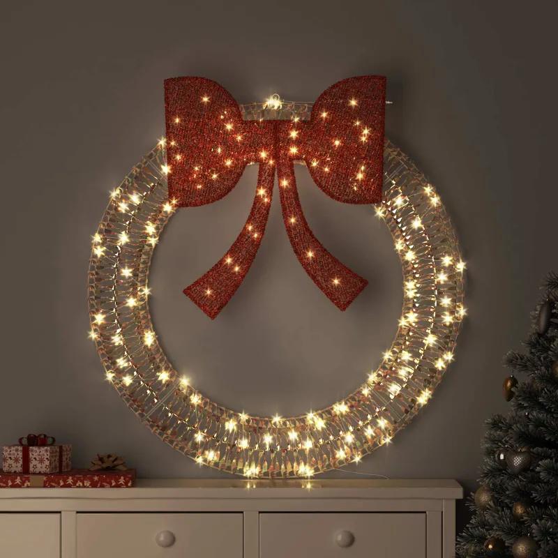 Vainikas su 150 LED Šilta balta 121 x 121 x 10 cm PET