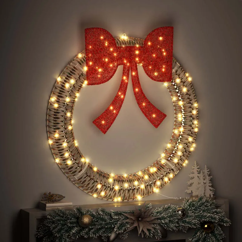 Vainikas su 150 LED Šilta balta 121 x 121 x 10 cm PET