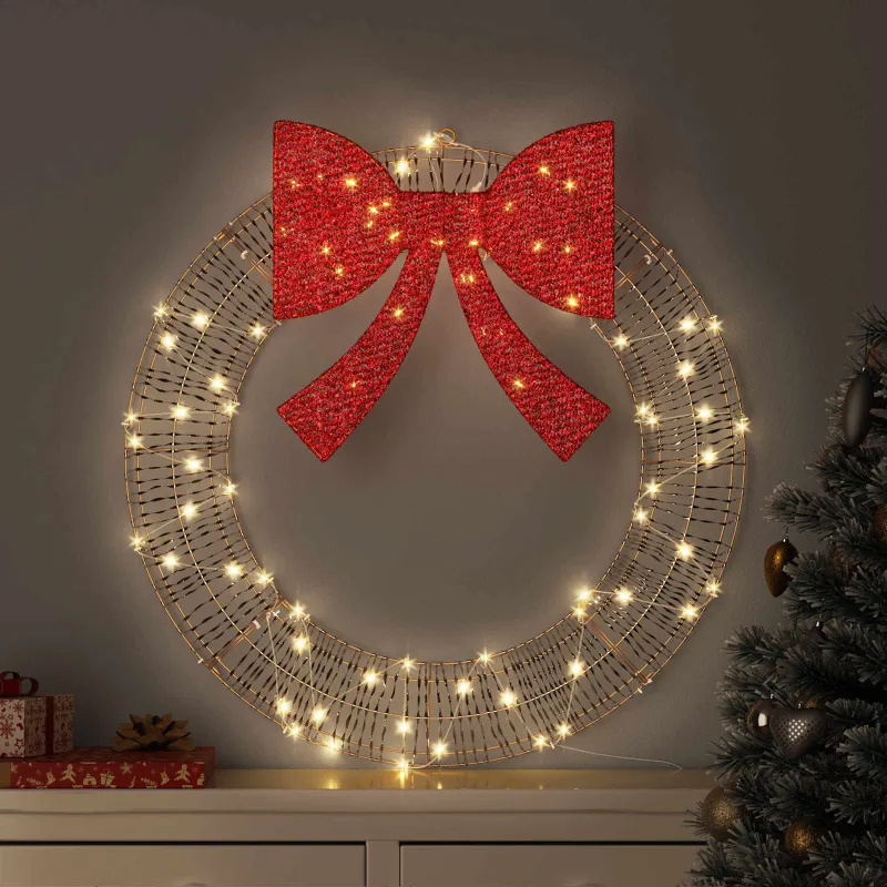 Vainikas su 60 LED Šilta balta 76 x 76 x 8 cm PET