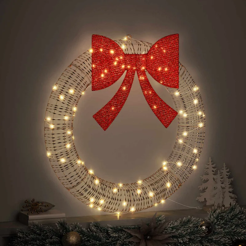 Vainikas su 60 LED Šilta balta 76 x 76 x 8 cm PET