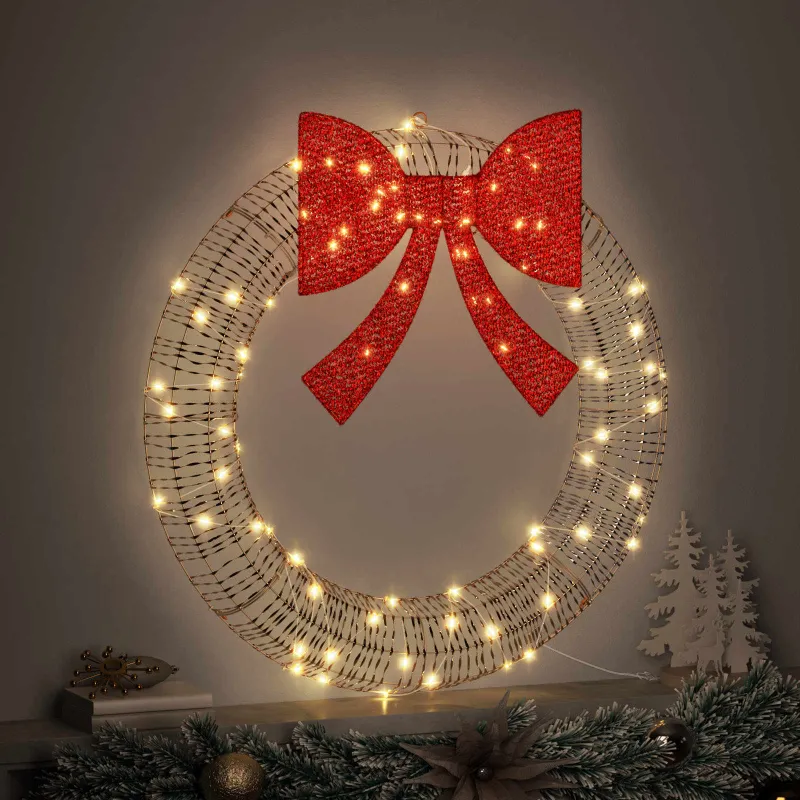 Vainikas su 80 LED Šilta balta 91 x 91 x 9 cm PET