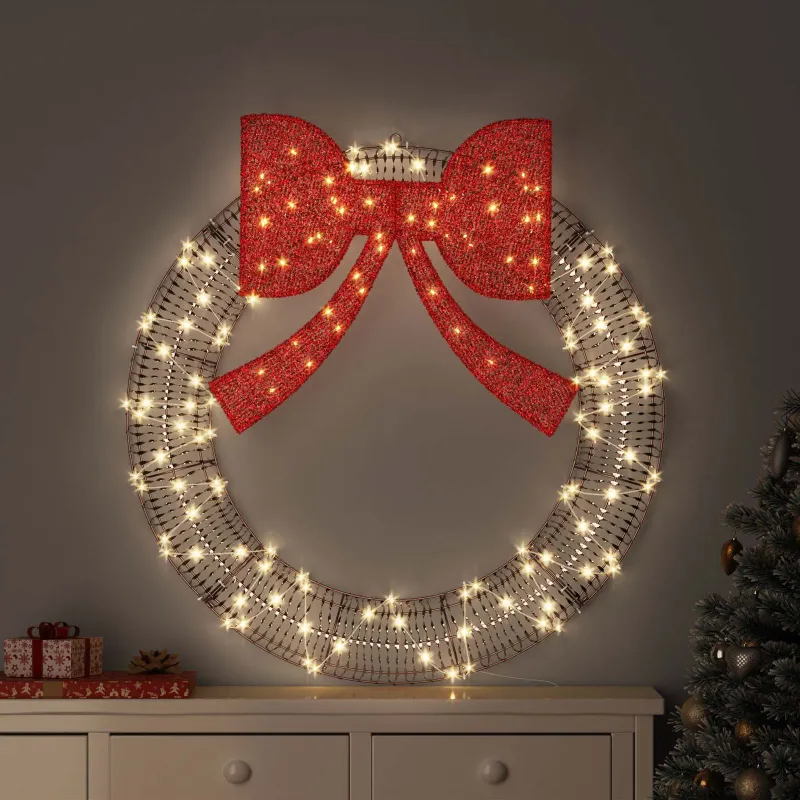 Vainikas su 150 LED Šilta balta 121 x 121 x 10 cm PET