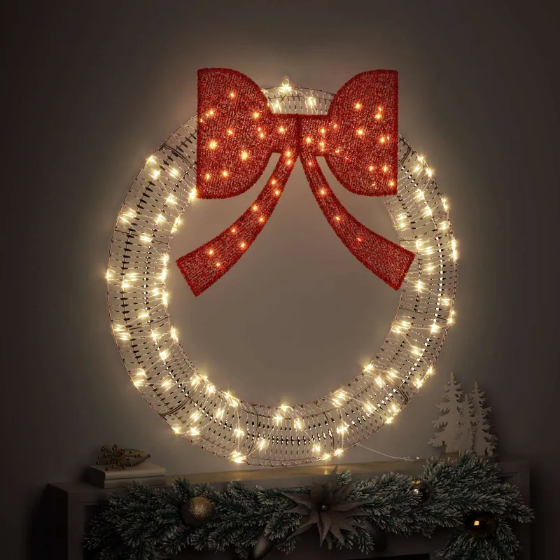 Vainikas su 150 LED Šilta balta 121 x 121 x 10 cm PET