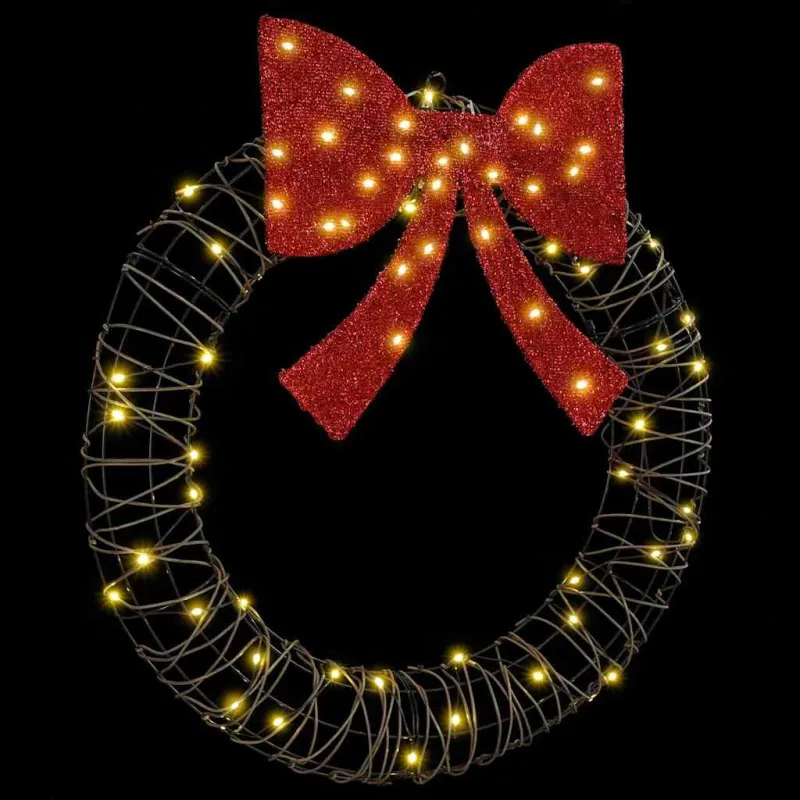 Vainikas su 60 LED Šilta balta 75 x 75 x 8 cm Ratanas