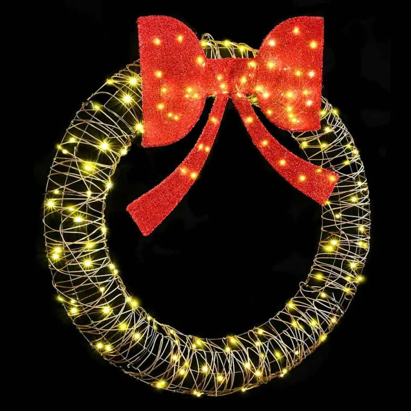Vainikas su 150 LED Šilta balta 121 x 121 x 10 cm Ratanas