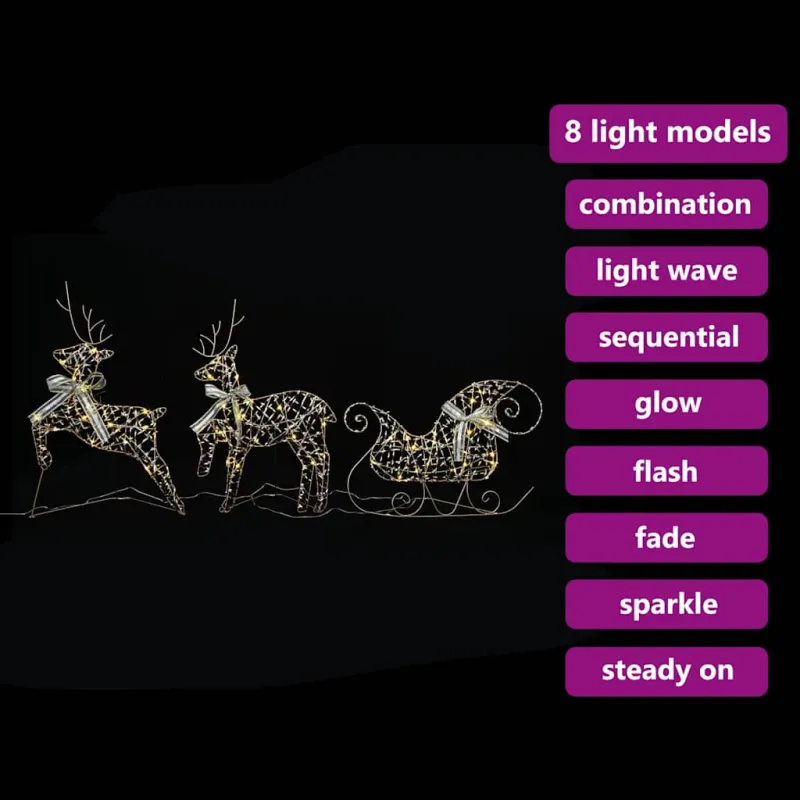 LED elniai su 60 LED 3 pcs Šilta balta PET