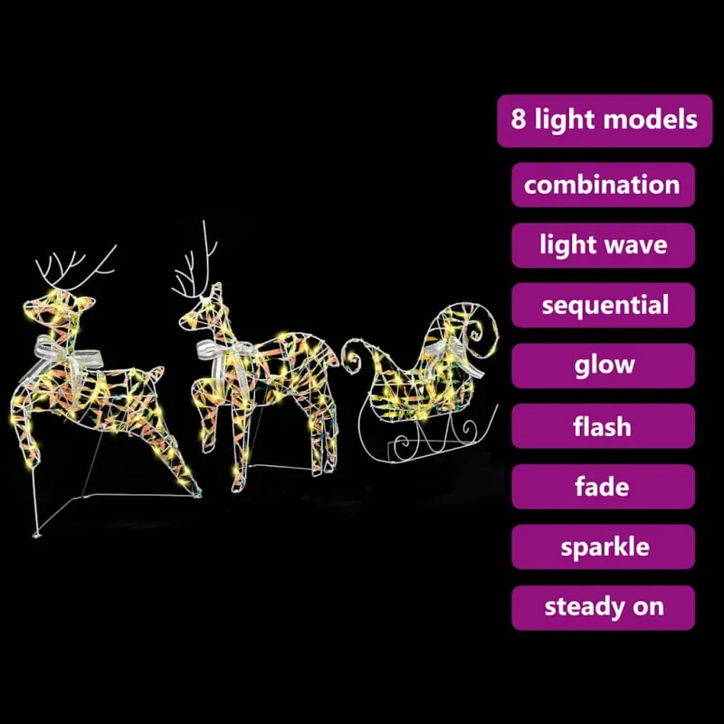 LED elniai su 60 LED 3 pcs Šilta balta PET