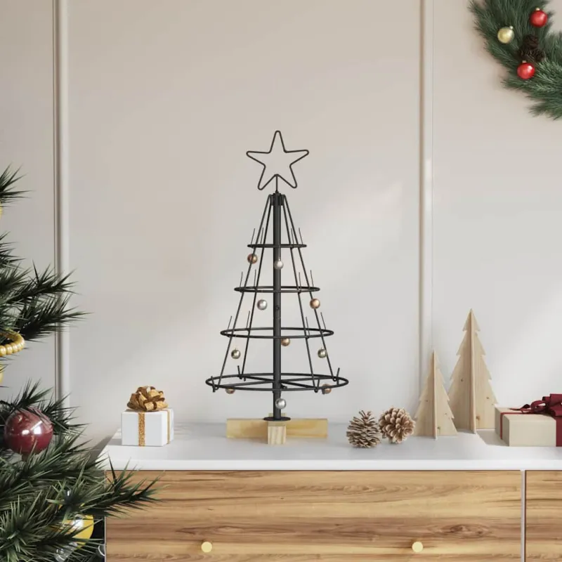 Kalėdų Kūgio Medis s stovu Juoda 60 cm Plienas