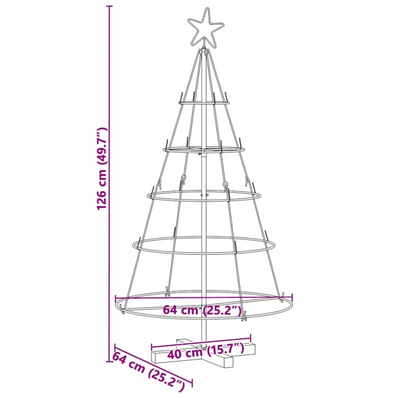Kalėdų Kūgio Medis s stovu Juoda 126 cm Plienas