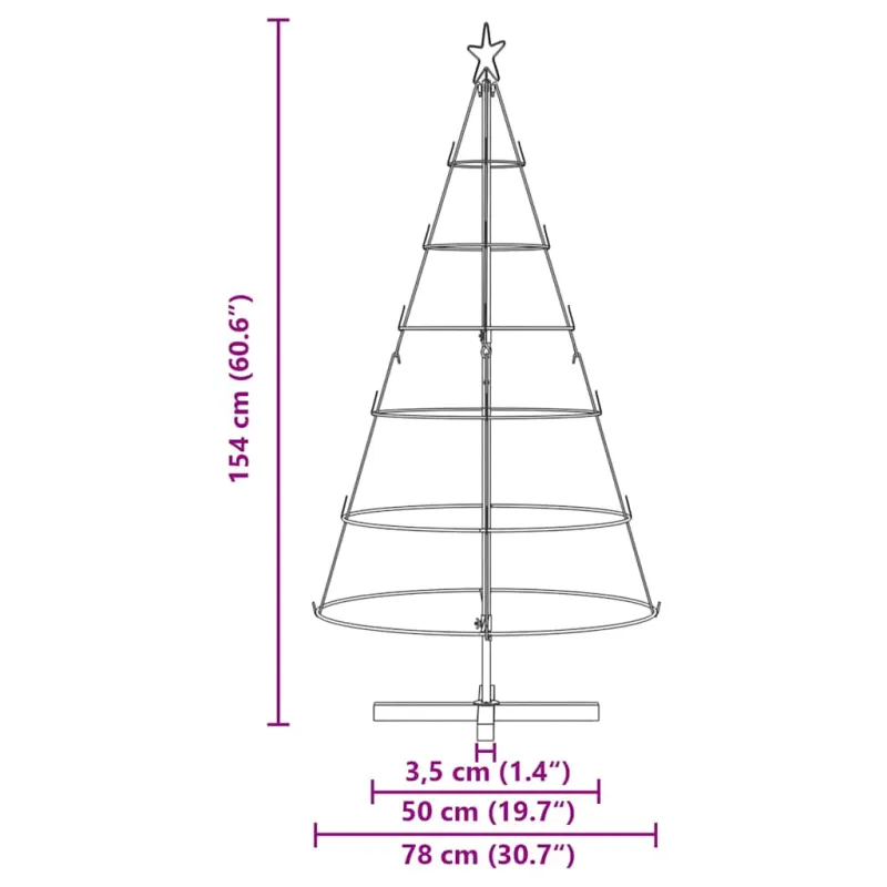 Kalėdų Kūgio Medis s stovu Juoda 154 cm Plienas