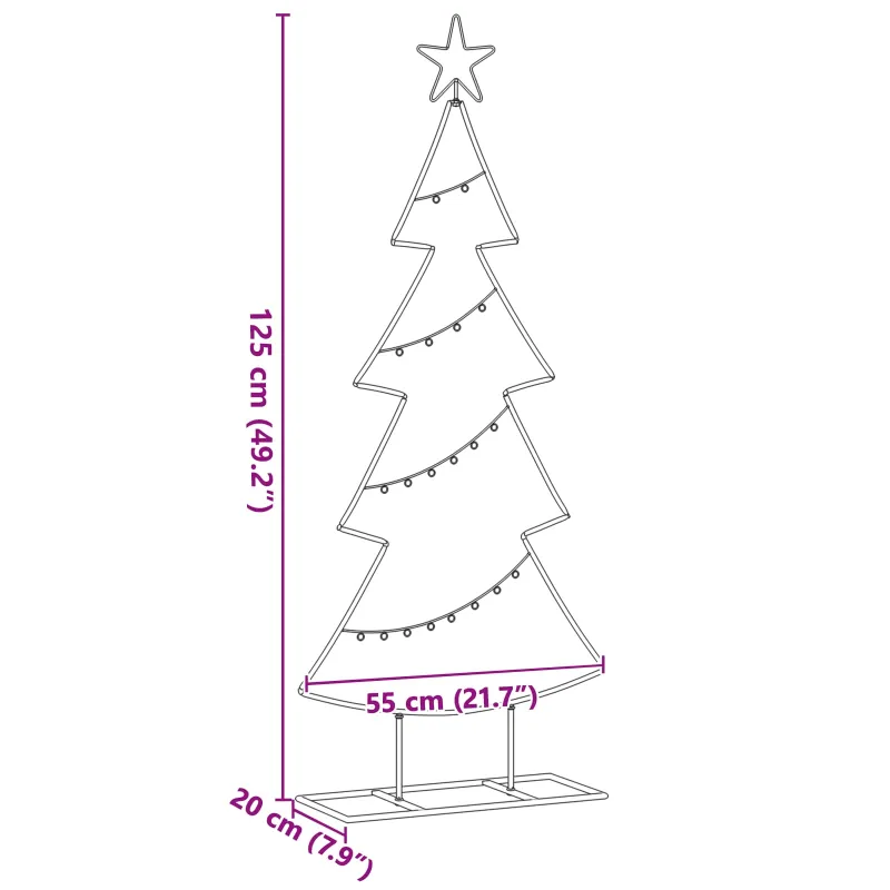 Metalinis Kalėdų medis s stovu Juoda 125 cm Plienas