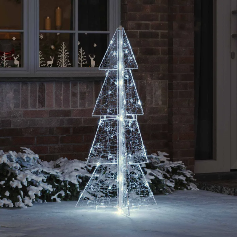 Kalėdų eglutė su 100 LED Šaltas baltas 120 cm Akrilas
