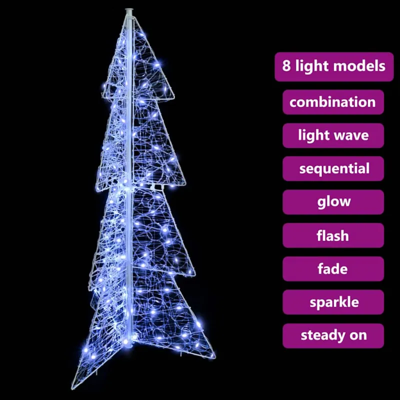 Kalėdų eglutė su 100 LED Šaltas baltas 120 cm Akrilas