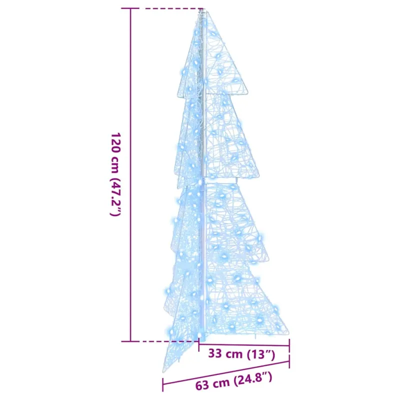Kalėdų eglutė su 100 LED Šaltas baltas 120 cm Akrilas