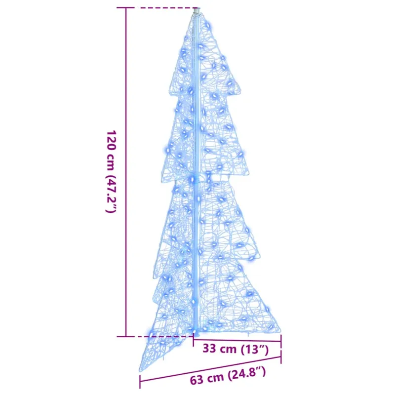 Kalėdų eglutė su 100 LED Mėlyna 120 cm Akrilas