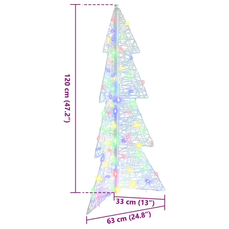 Kalėdų eglutė su 100 LED Įvairiaspalvis 120 cm Akrilas