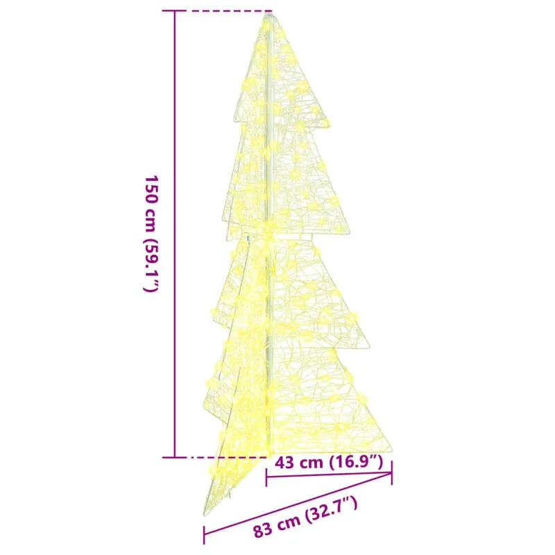 Kalėdų eglutė su 160 LED Šilta balta 150 cm Akrilas