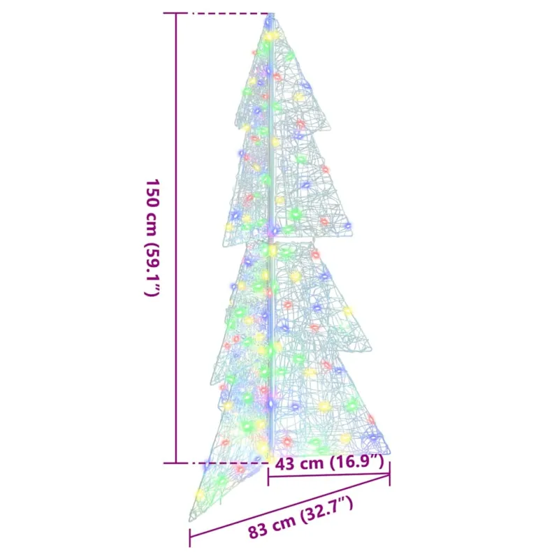 Kalėdų eglutė su 160 LED Įvairiaspalvis 150 cm Akrilas