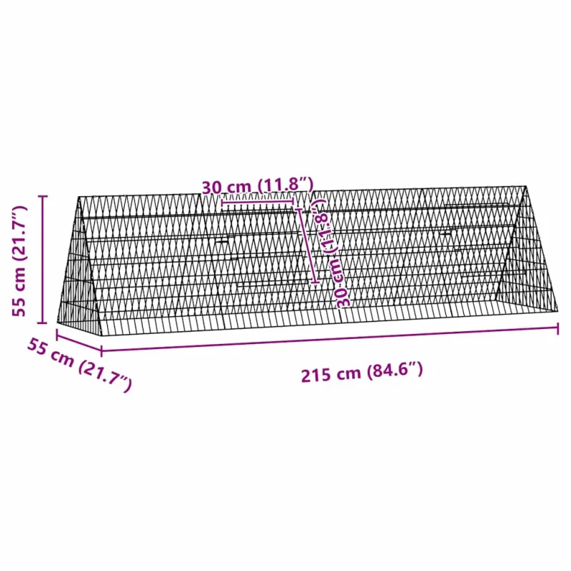 Triušių narvas Sidabro 215 x 55 x 55 cm Cinkuota plienas