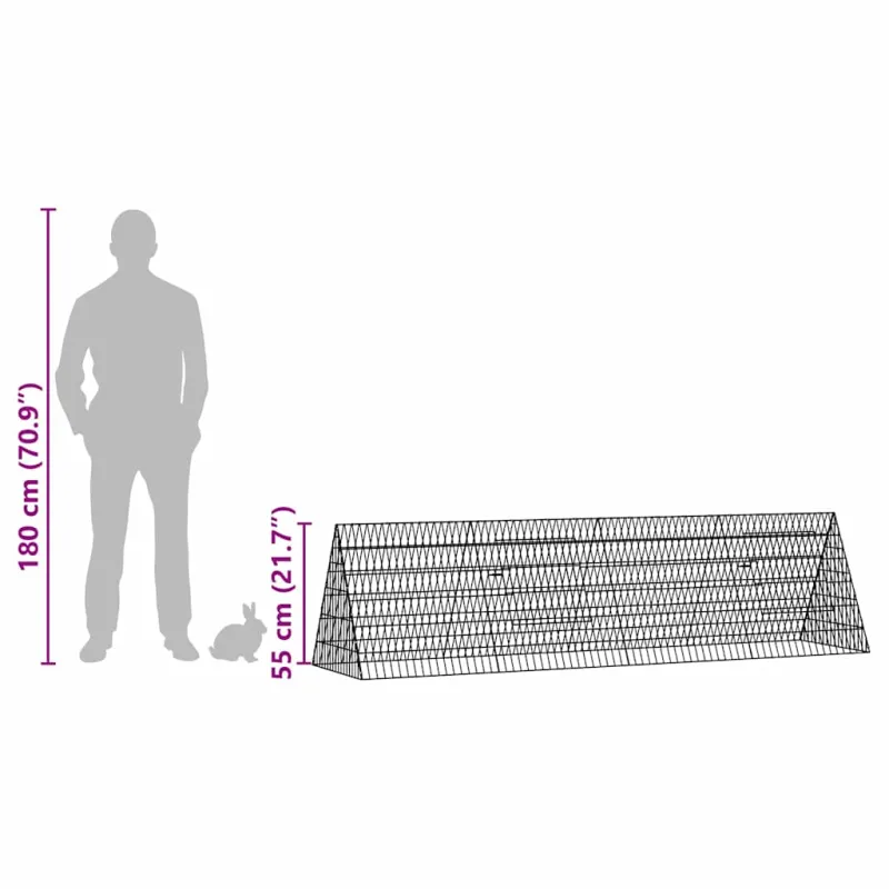 Triušių narvas Sidabro 215 x 55 x 55 cm Cinkuota plienas