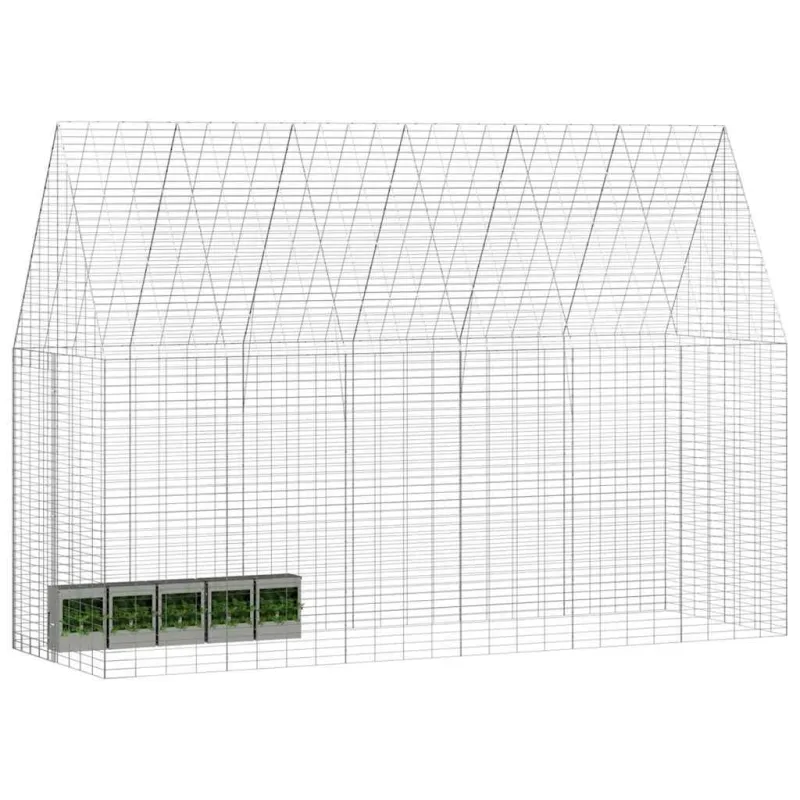 Triušių narvas Sidabro 300 x 100 x 210 cm Cinkuota plienas