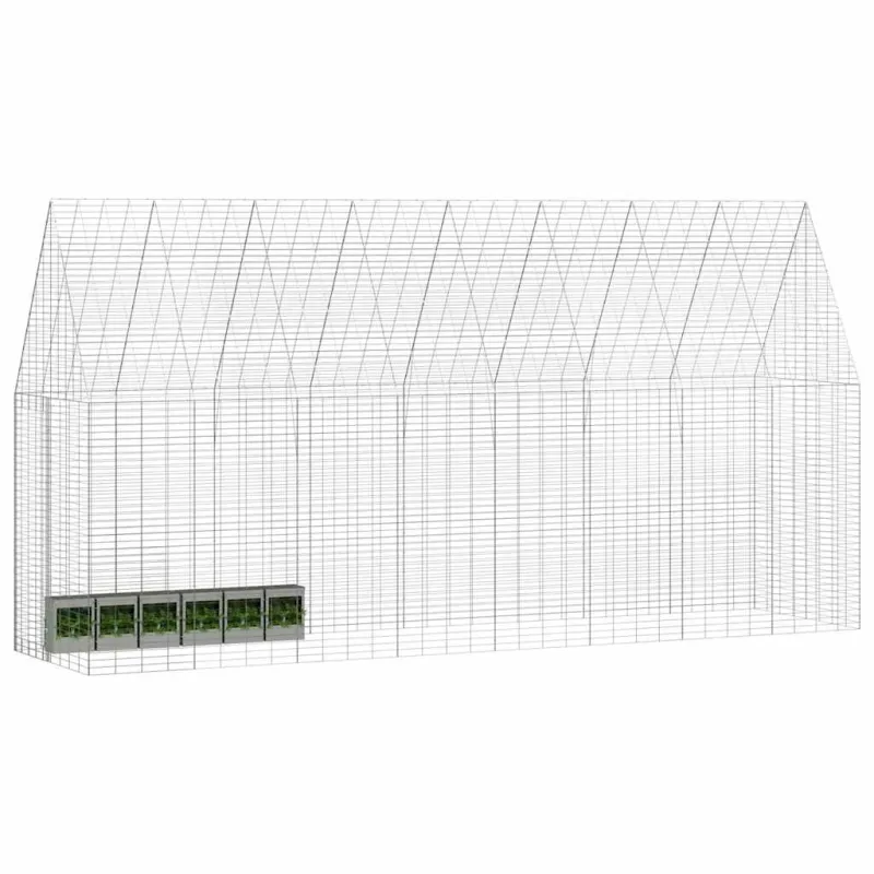 Triušių narvas Sidabro 400 x 100 x 210 cm Cinkuota plienas