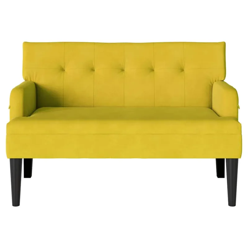 Česterfildo suolas Geltona 112 x 65,5 x 75 cm Aksomas