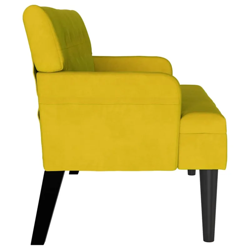 Česterfildo suolas Geltona 112 x 65,5 x 75 cm Aksomas