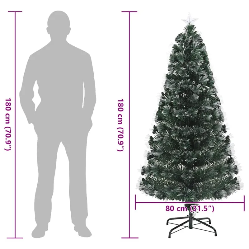 Dirbtinė Kalėdų eglutė su 210 LED s stovu Žalia 180 cm PVC