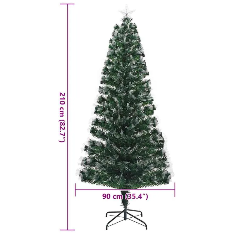 Dirbtinė Kalėdų eglutė su 250 LED s stovu Žalia 210 cm PVC