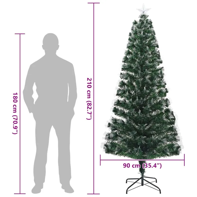 Dirbtinė Kalėdų eglutė su 250 LED s stovu Žalia 210 cm PVC