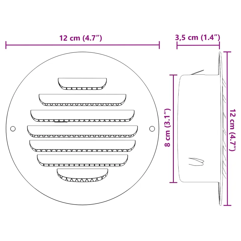 Oro ventiliacijos dangčiai 4 pcs Sidabro 80 mm