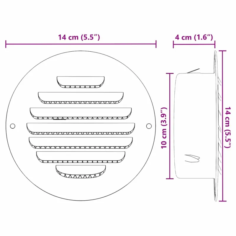Oro ventiliacijos dangčiai 4 pcs Sidabro 100 mm