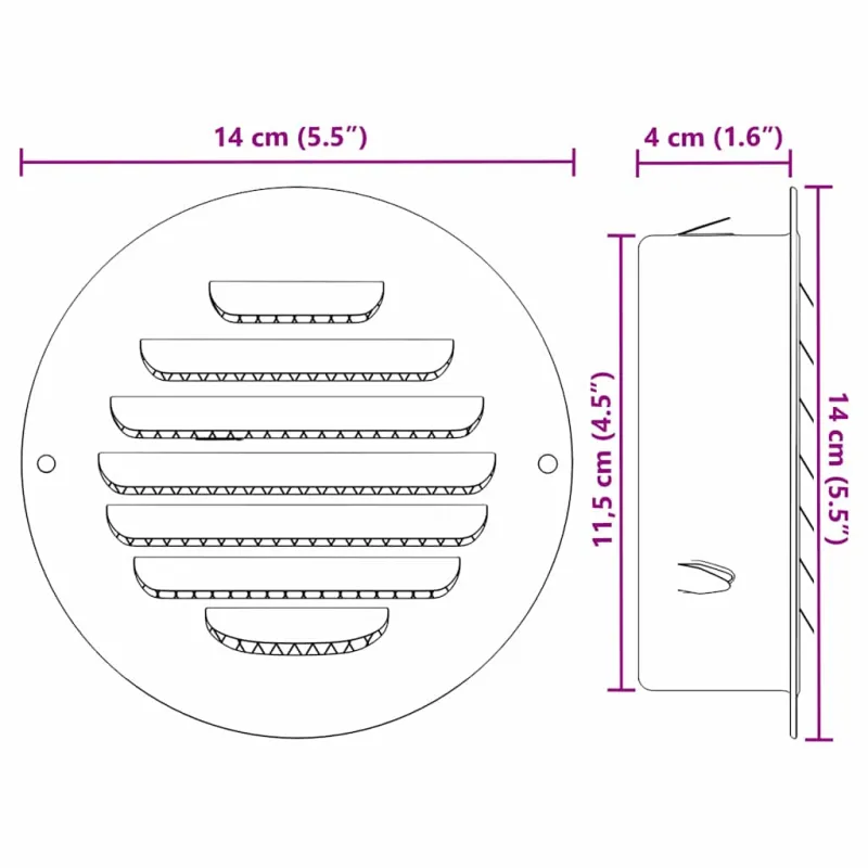 Oro ventiliacijos dangčiai 4 pcs Sidabro 125 mm