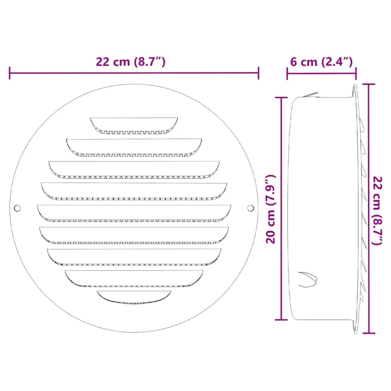 Oro ventiliacijos dangčiai 4 pcs Sidabro 200 mm