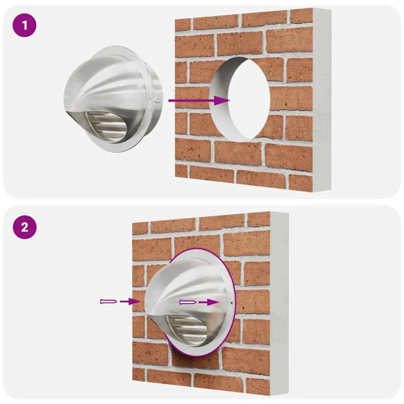 Oro ventiliacijos dangčiai 2 pcs Sidabro 150 mm