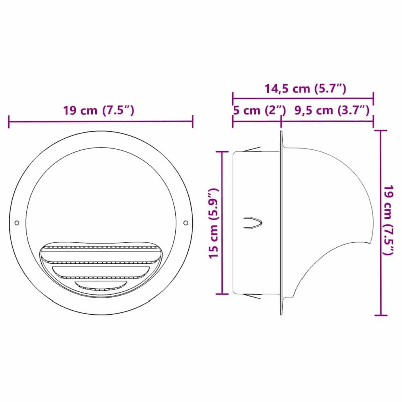 Oro ventiliacijos dangčiai 2 pcs Sidabro 150 mm