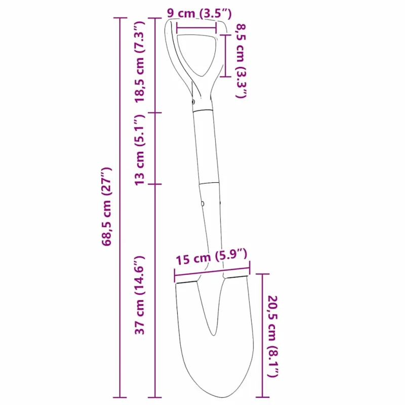 Spade Juoda 68,5 cm Galingas padengtas plienas ir kietas medis