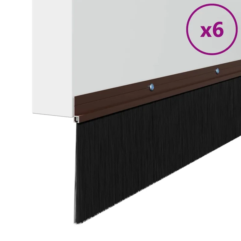 Sukabinamų durų šepetėlių sandarikliai 6 pcs Ruda 100 cm