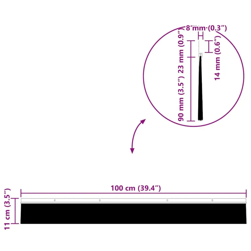 Sukabinamų durų šepetėlių sandarikliai 6 pcs Ruda 100 cm