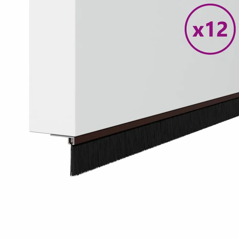Sukabinamų durų šepetėlių sandarikliai 12 pcs Ruda 100 cm