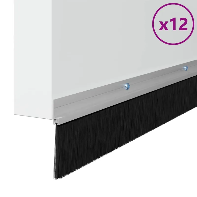 Sukabinamų durų šepetėlių sandarikliai 12 pcs Sidabro 100 cm
