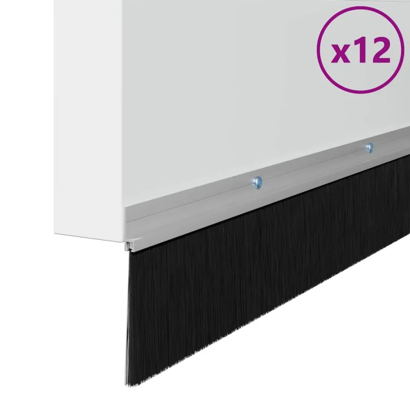 Sukabinamų durų šepetėlių sandarikliai 12 pcs Sidabro 100 cm