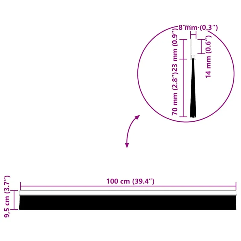 Savarankiškai klijuojami durų šepetėlių sandarikliai 6 pcs