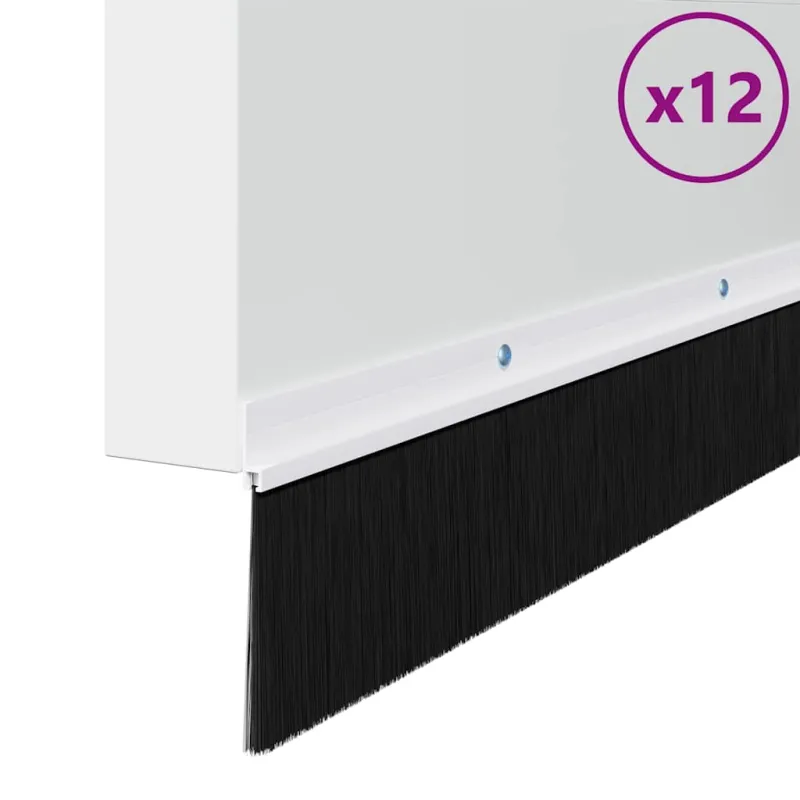 Sukabinamų durų šepetėlių sandarikliai 12 pcs Balta 100 cm