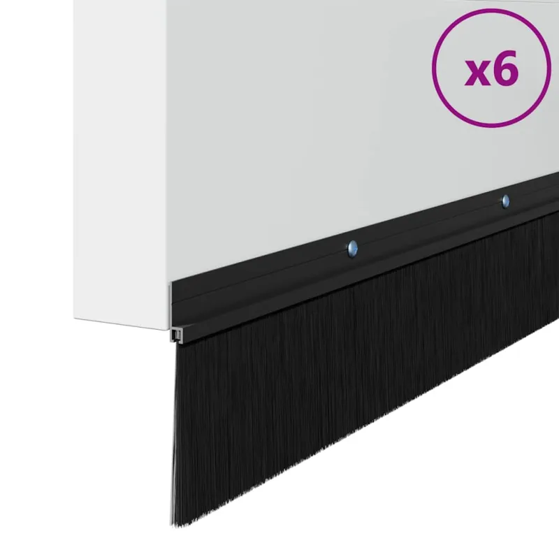 Sukabinamų durų šepetėlių sandarikliai 6 pcs Juoda 100 cm
